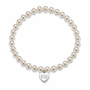mini heart color pop bracelet - silver on pearl bead