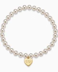Color Pop Heart Tag Pearl Bracelet - Gold