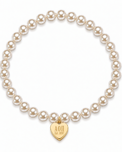 mini heart color pop bracelet - gold on pearl bead