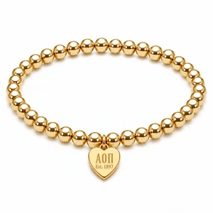 mini heart color pop bracelet - gold on gold bead