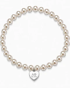 mini heart color pop bracelet - silver on pearl bead
