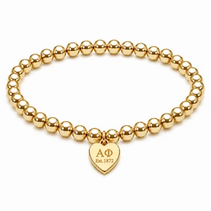 mini heart color pop bracelet - gold on gold bead