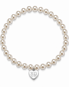 mini heart color pop bracelet - silver on pearl bead
