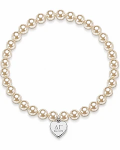 Color Pop Heart Tag Pearl Bracelet - Silver