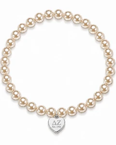 Color Pop Heart Tag Pearl Bracelet - Silver