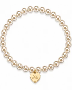 Color Pop Heart Tag Pearl Bracelet - Gold