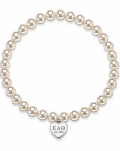 mini heart color pop bracelet - silver on pearl bead