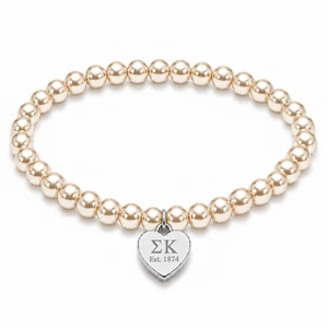 Color Pop Heart Tag Pearl Bracelet - Silver