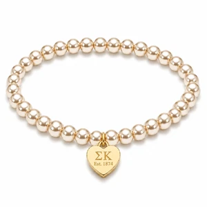 mini heart color pop bracelet - gold on pearl bead