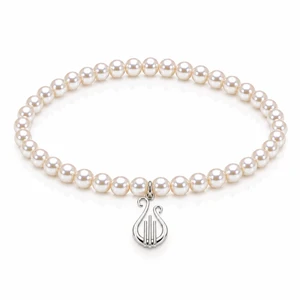 pearl bead bracelet w/ silver lyre