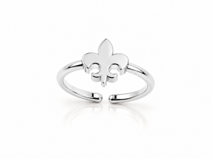 fleur-de-lis adjustable ring - stainless silver
