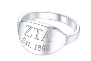 Zeta Sterling Silver Oval Tag Ring