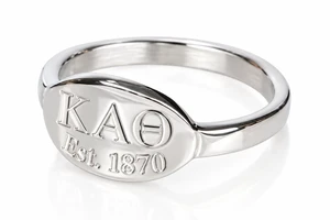 sterling silver oval tag ring - theta