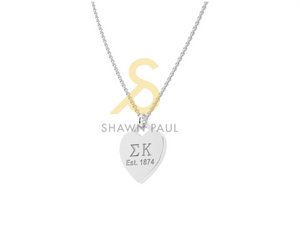 Sigma Kappa Heart Tag Sterling Silver: 1.5mm chain Sigma Kappa Heart Tag Sterling Silver: 1.5mm chain