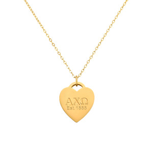 Alpha Chi Omega - Heart Tag Necklace (1.5MM Chain) Alpha Chi Omega - Heart Tag Necklace (1.5MM Chain)