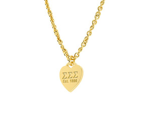 Gold Tiffany Inspired Heart Sigma Sigma Sigma (4MM Chain) Gold Tiffany Inspired Heart Sigma Sigma Sigma (4MM Chain)