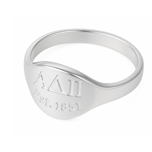 ADPi Oval Tag Ring - Sterling or Gold