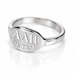 sterling silver oval tag ring - adpi