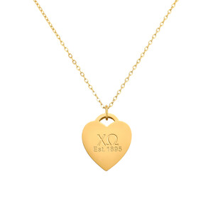 Chi Omega - Heart Tag Necklace(1.5MM Chain) Chi Omega - Heart Tag Necklace(1.5MM Chain)