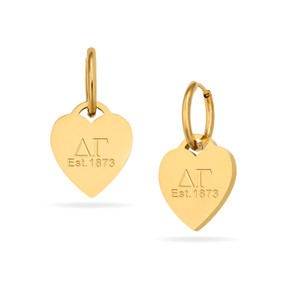Delta Gamma - Huggie Hoop Earrings - Heart Tag Delta Gamma - Huggie Hoop Earrings - Heart Tag