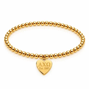 heart tag gold bead bracelet - achio