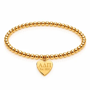 heart tag gold bead bracelet - adpi