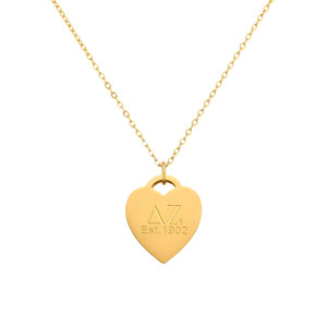 Delta Zeta - Heart Tag Necklace (1.5MM Chain)