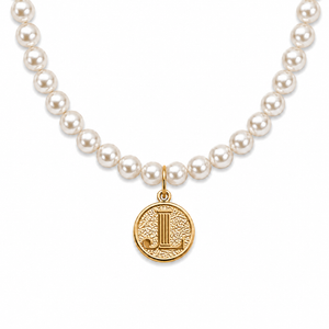 Pearl gold coin necklace
