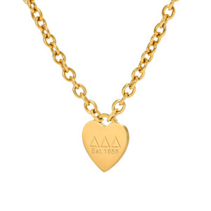 Gold Return to Tiffany Inspired Heart Tag - Delta Delta Delta (4MM Chain)