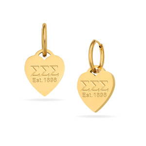 Sigma Sigma Sigma - Huggie Heart Tag Earrings Sigma Sigma Sigma - Huggie Heart Tag Earrings
