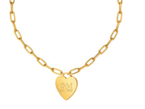 Phi Mu - Heart Tag Necklace - (Paperclip Chain) Phi Mu - Heart Tag Necklace - (Paperclip Chain)