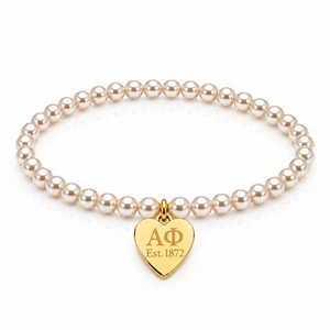 heart tag pearl bracelet - alphaphi
