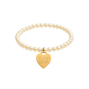 KAT Pearl Stretch Bracelet with Heart Tag