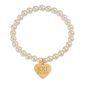KKG Pearl Stretch Bracelet with Heart Tag