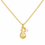 Lyre Symbol Necklace w/ Pearl Drop - Gold