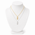 Lyre Symbol Necklace w/ Pearl Drop - Gold