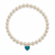 Mini Color Pop Heart Tag Pearl Bracelet - Silver