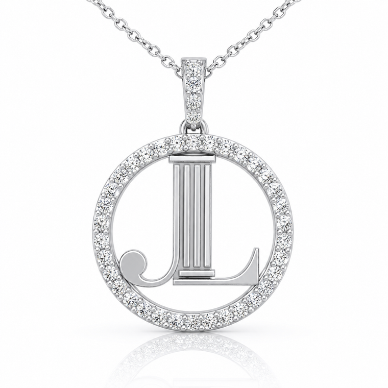 Floating Necklace with Diamond Bezel & Bail - Silver