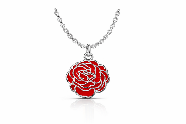 Rose Necklace - Silver Plated