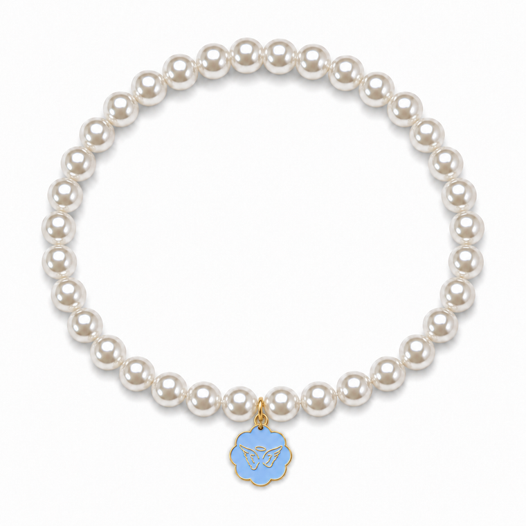 Angel Wings Charm On Pearl Bracelet