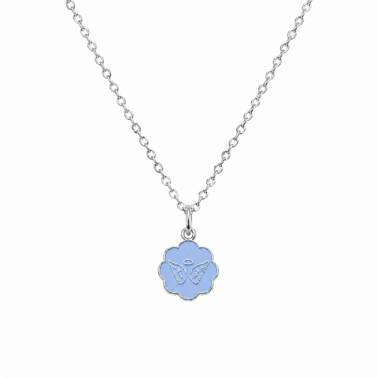 Angel Wings Charm Necklace 1.5mm Chain - Silver