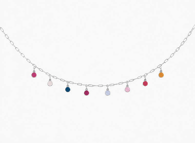 Dainty Color Pop Necklace - Silver