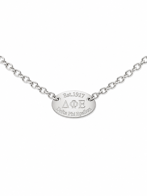 Oval Tag Necklace on 4mm Cable Chain