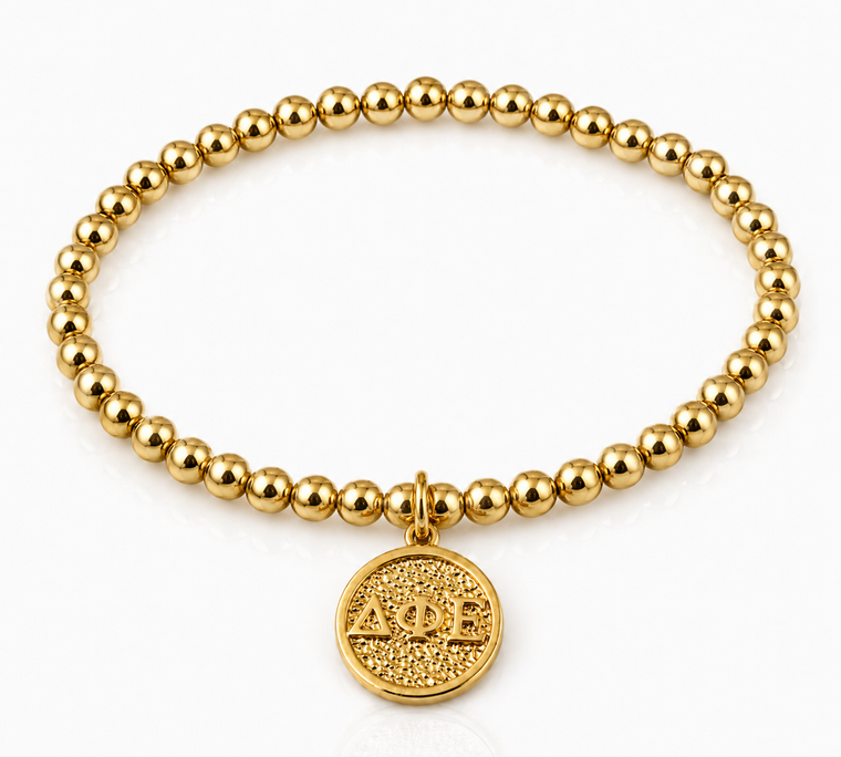 Gold Bead Coin Charm Bracelet