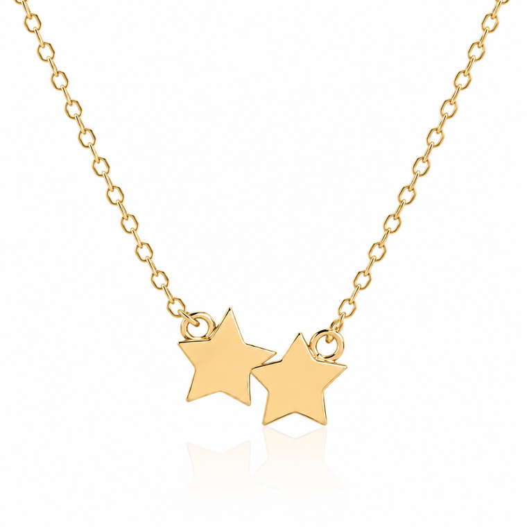 Twin Stars Pendant Necklace  - Gold