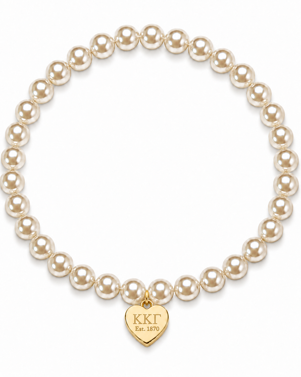 Color Pop Heart Tag Pearl Bracelet - Gold