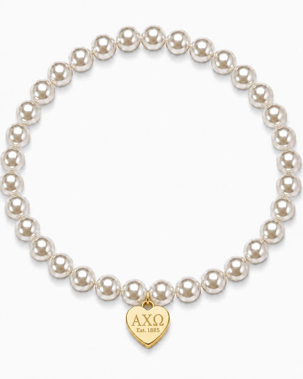 Color Pop Heart Tag Pearl Bracelet - Gold