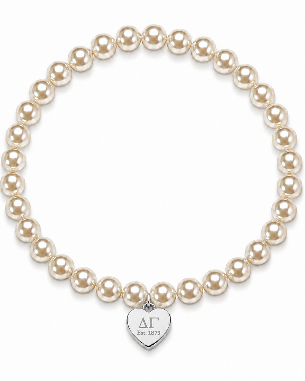 Color Pop Heart Tag Pearl Bracelet - Silver