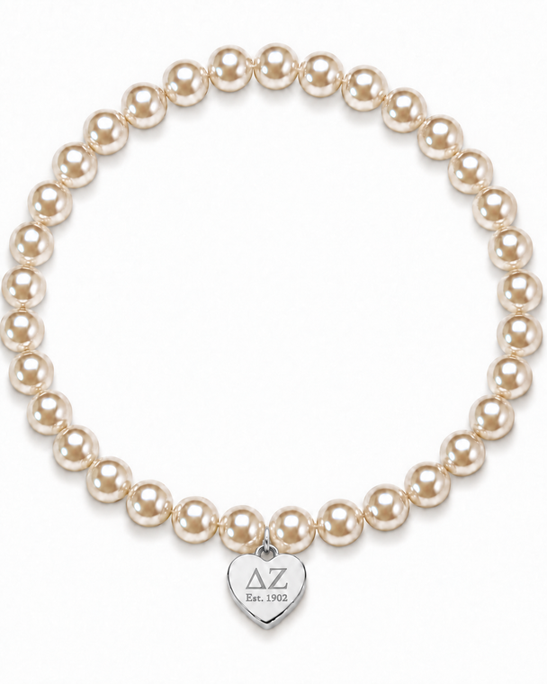 Color Pop Heart Tag Pearl Bracelet - Silver