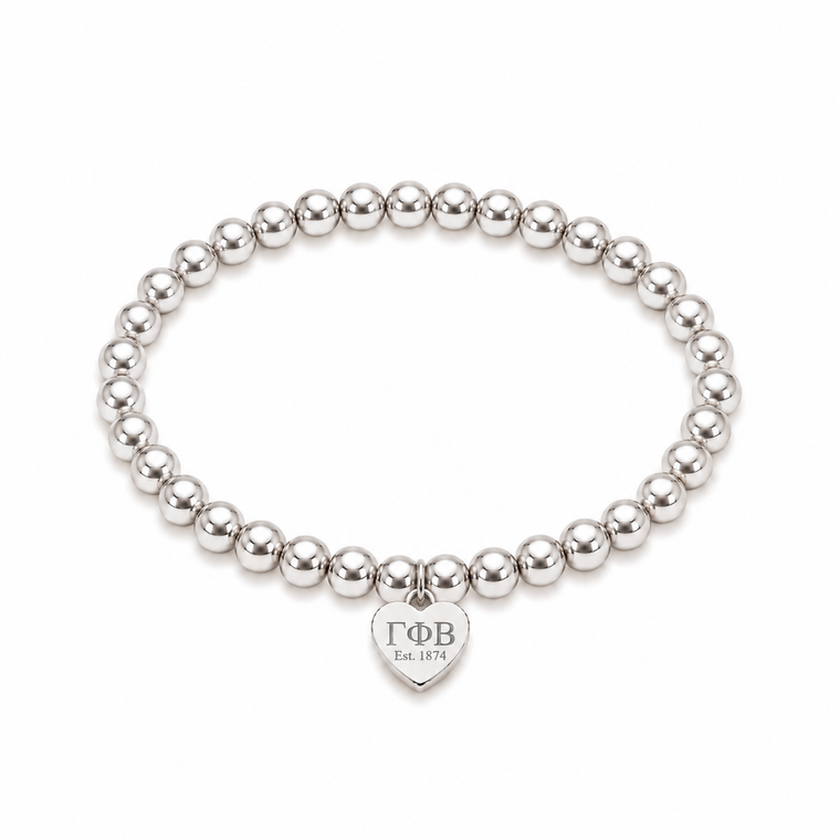 mini heart color pop bracelet - silver on silver bead